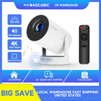 HY300 Ultra 4K Portable Projector 300ANSI Android 11 BT5.4 Outdoor Movie Projector with Electronic Focus & Speaker